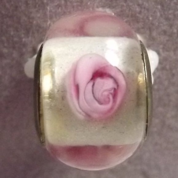 Pink Rose 925 Murano Glass Bead - Picture 2 of 6
